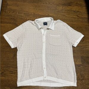 Men's Cream Short Sleeve Button Up
